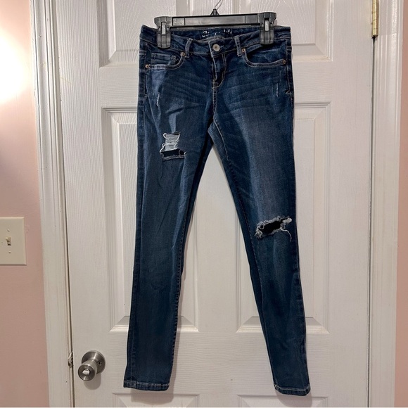 Aeropostale Women’s Lola Jegging Denim Jeans Blue Distressed Size 6 - Picture 3 of 8